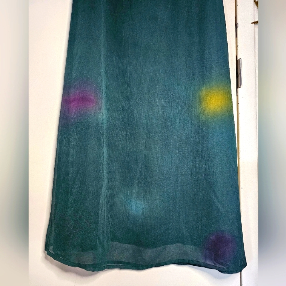 Vintage Maxi Semi-sheer Bird Print Beach Coverup Sleeveless Multicolor Dress - Picture 12 of 13